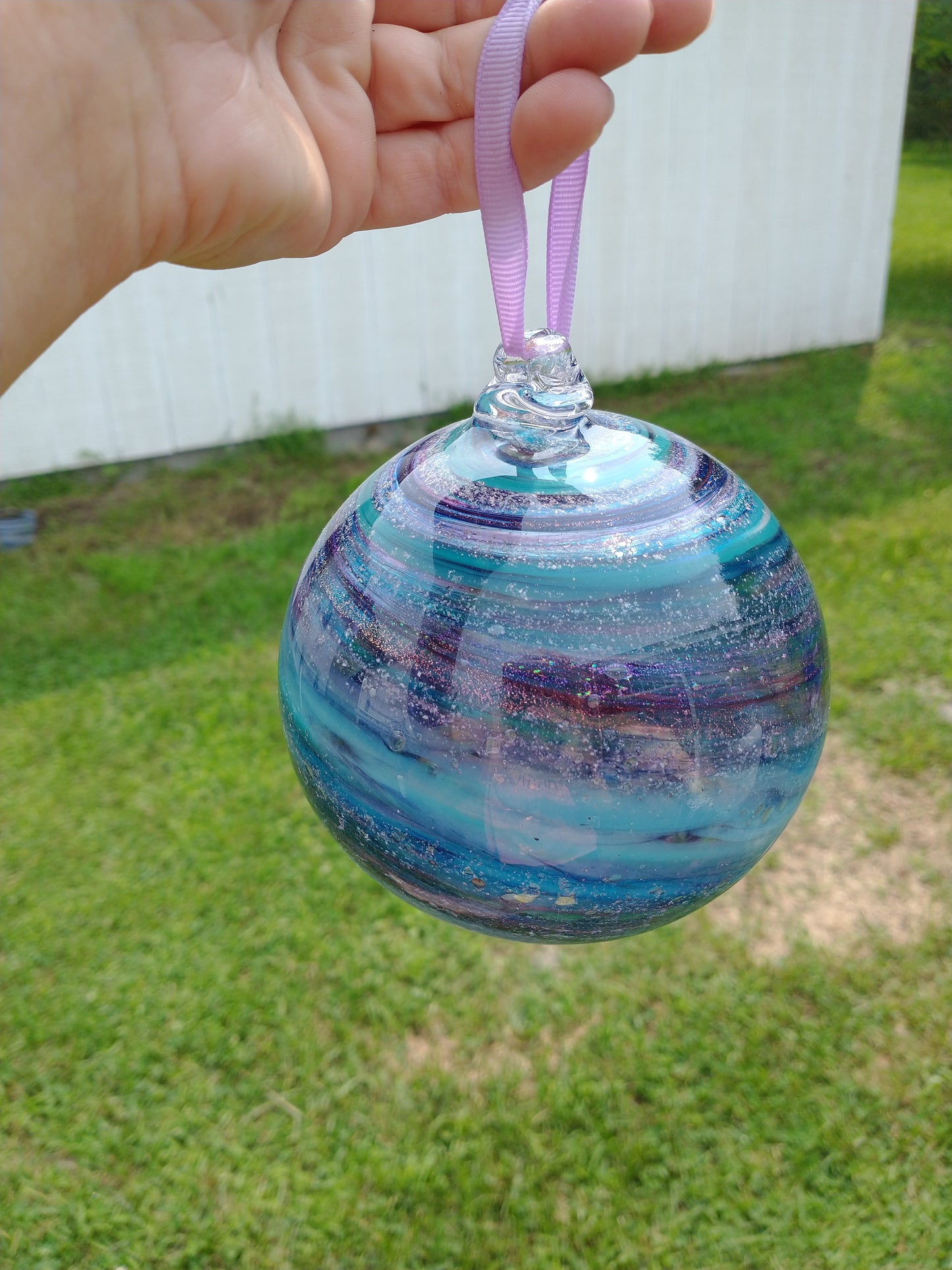 SMALL Ornament suncatcher Glass Memorials Hand Blown Glass Memories Cremation Memorials Ashes