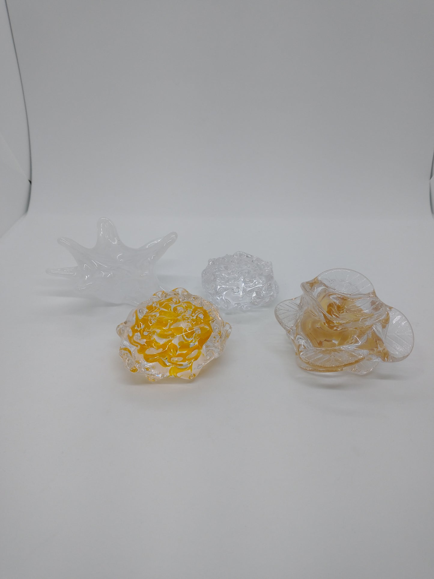 Glass flowers marigolds, lily, and rose hand blown glass