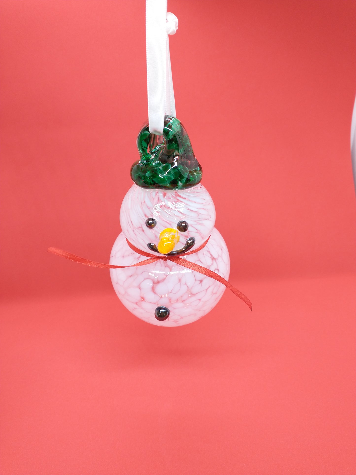 GREEN Glass Snowman ornament frosty the snowman glass snowmen Hand Blown Glass Snowmen Decorative winter snowman Christmas snow decorative