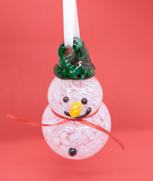 GREEN Glass Snowman ornament frosty the snowman glass snowmen Hand Blown Glass Snowmen Decorative winter snowman Christmas snow decorative