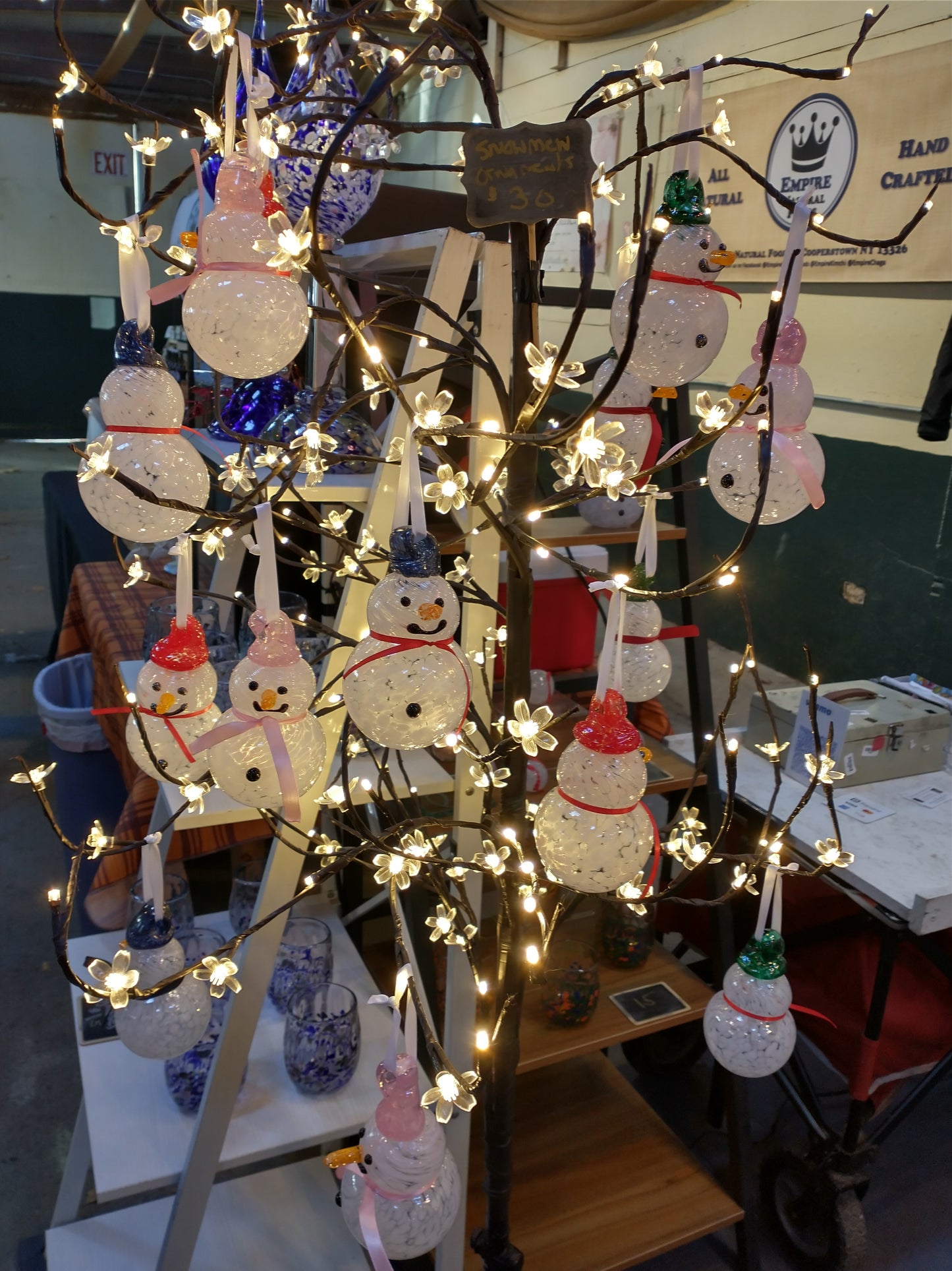 RED Glass Snowman ornament frosty the snowman glass snowmen Hand Blown Glass Snowmen Decorative winter snowman Christmas snow decorative