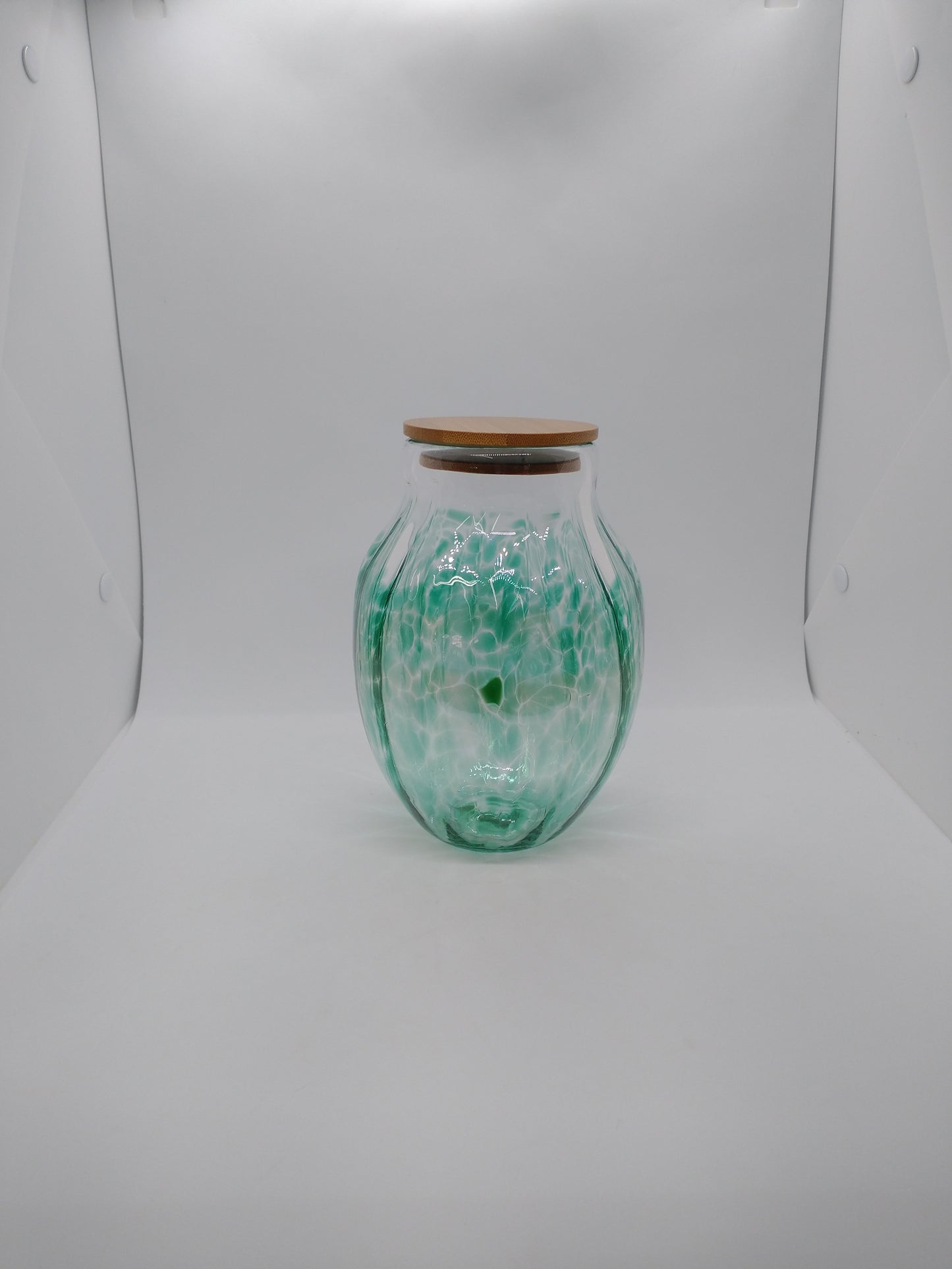 Glass Jar with Lid Hand Blown Glass Kitchen Decor Sugar Jar Spice Jar Container