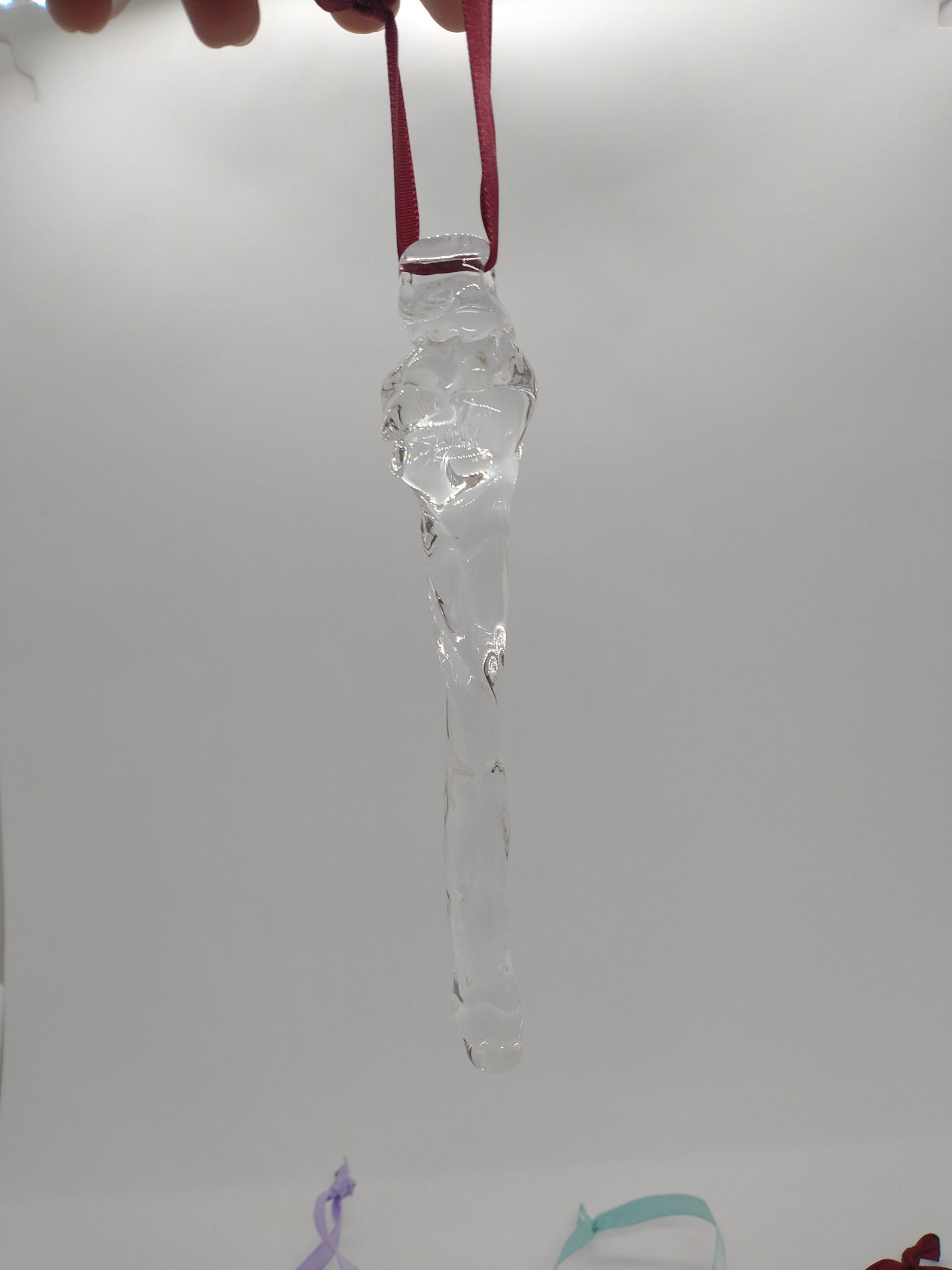 TWO Glass Icicle ornaments