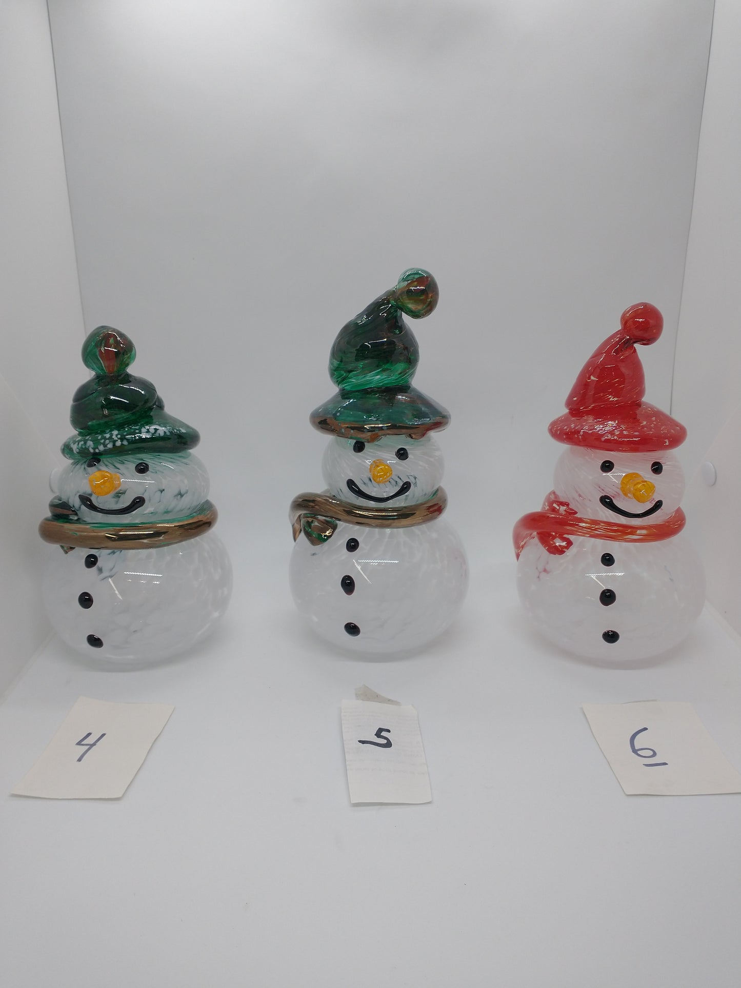 Glass Snowman frosty the snowman glass snowmen Hand Blown Glass Snowmen Decorative winter snowman Christmas snow decorative