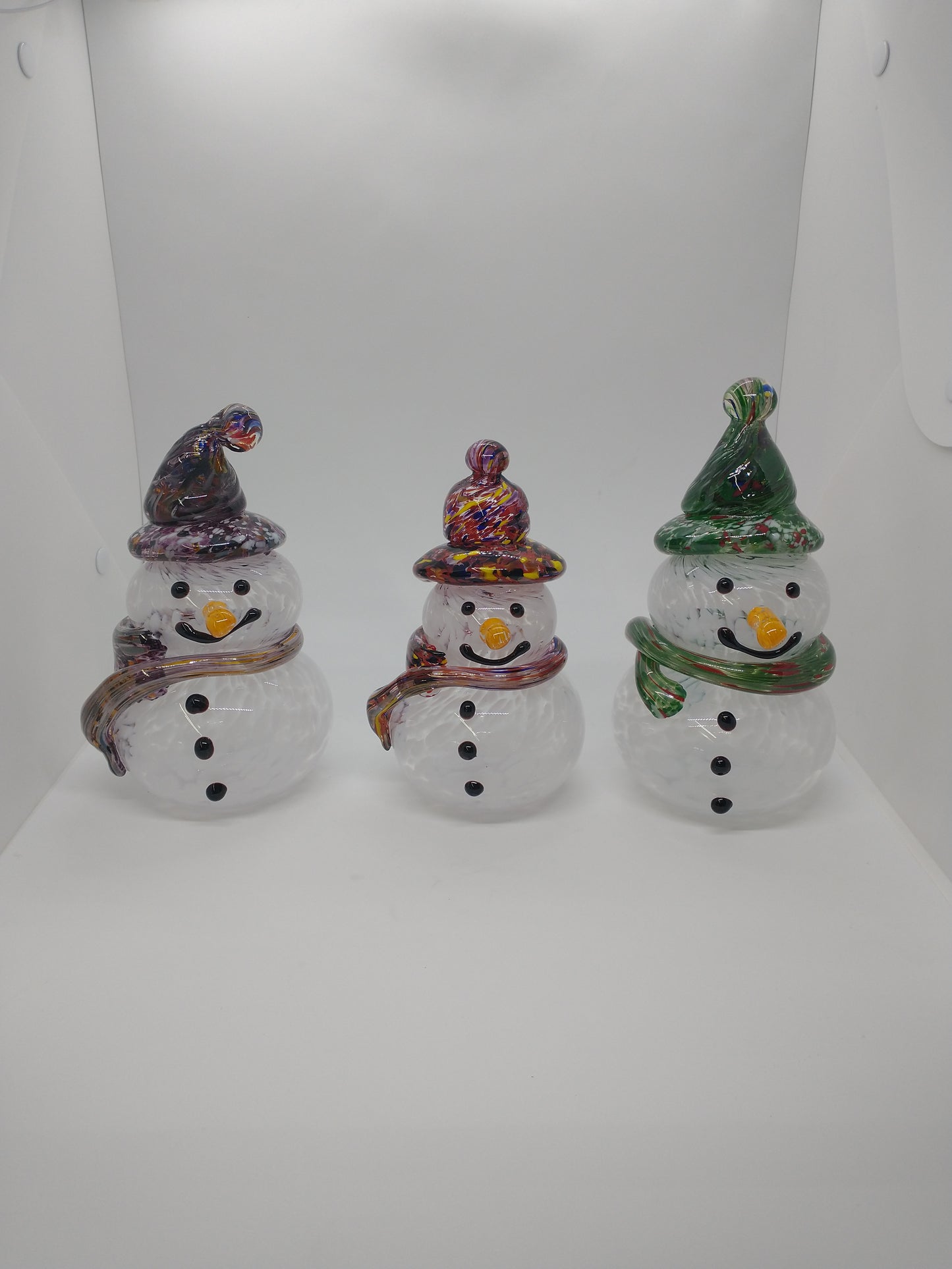 Glass Snowman frosty the snowman glass snowmen Hand Blown Glass Snowmen Decorative winter snowman Christmas snow decorative
