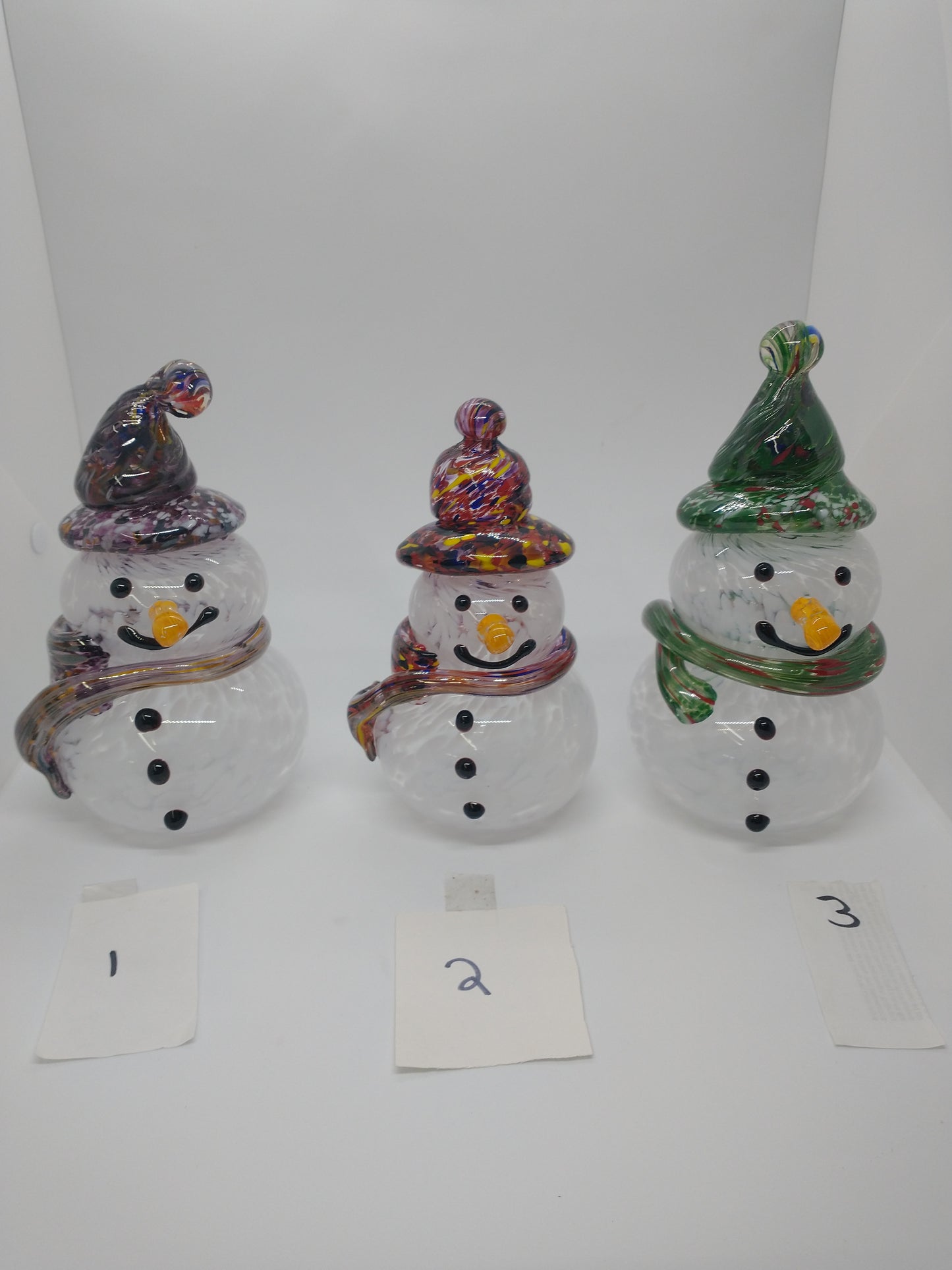Glass Snowman frosty the snowman glass snowmen Hand Blown Glass Snowmen Decorative winter snowman Christmas snow decorative