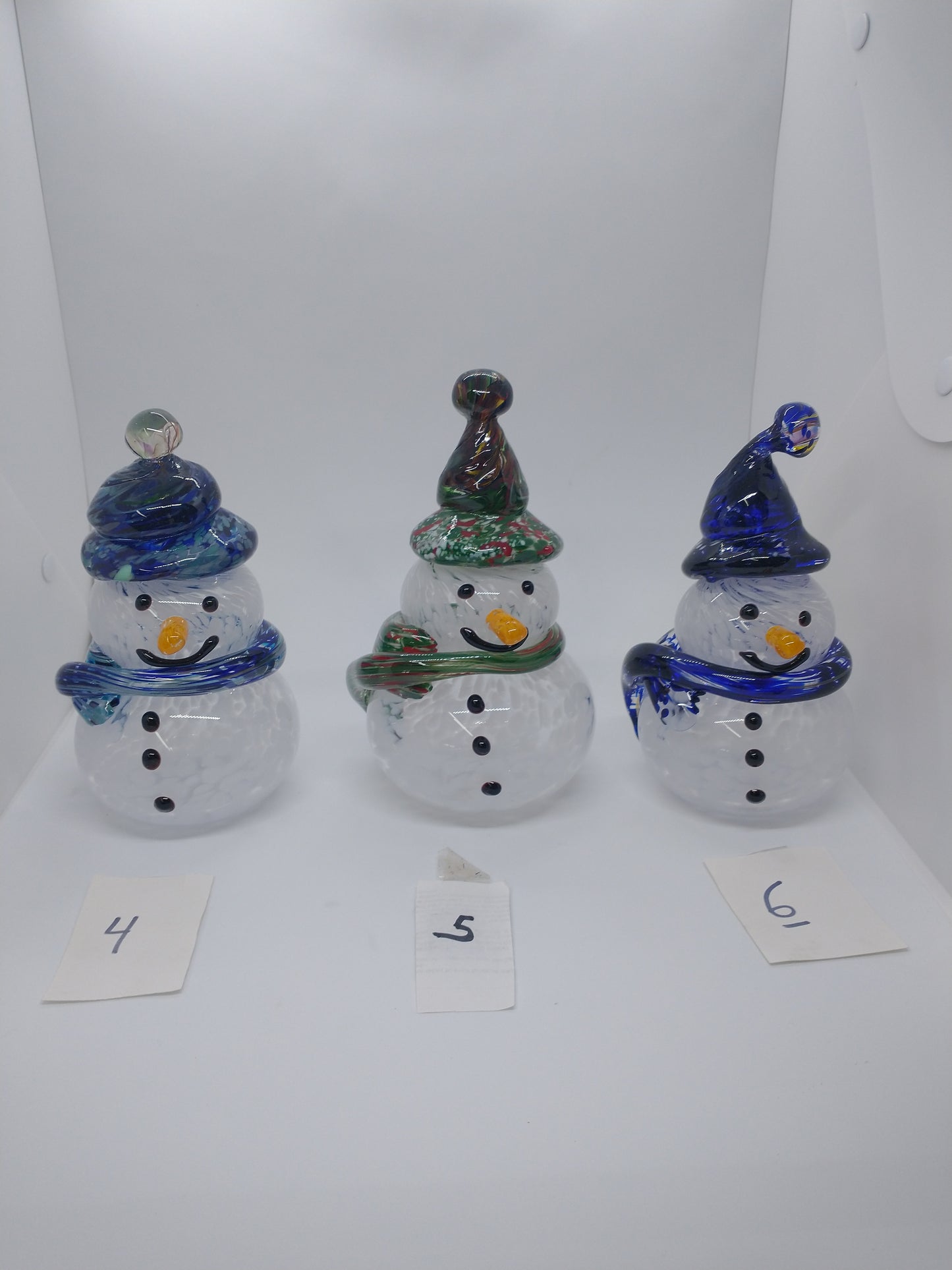 Glass Snowman frosty the snowman glass snowmen Hand Blown Glass Snowmen Decorative winter snowman Christmas snow decorative
