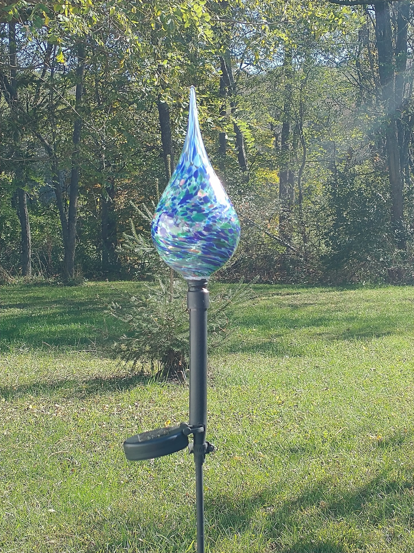 Color changing solar lights outdoor lights LED color changing glass solar lights hand blown glass Glass solar light