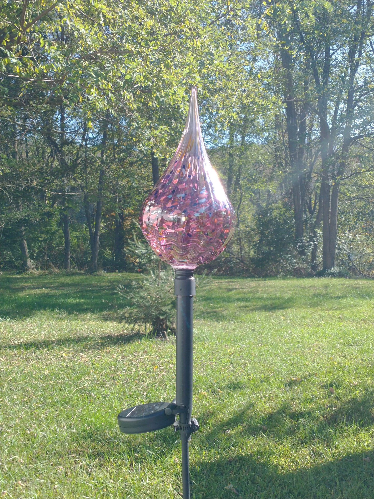Color changing solar lights outdoor lights LED color changing glass solar lights hand blown glass Glass solar light