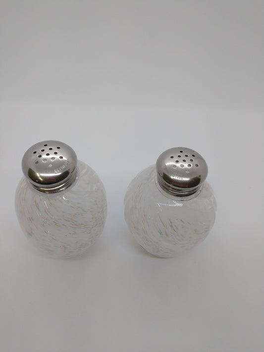 Glass white Salt Shaker Salt and Pepper Shaker hand blown glass White Kitchen Decor