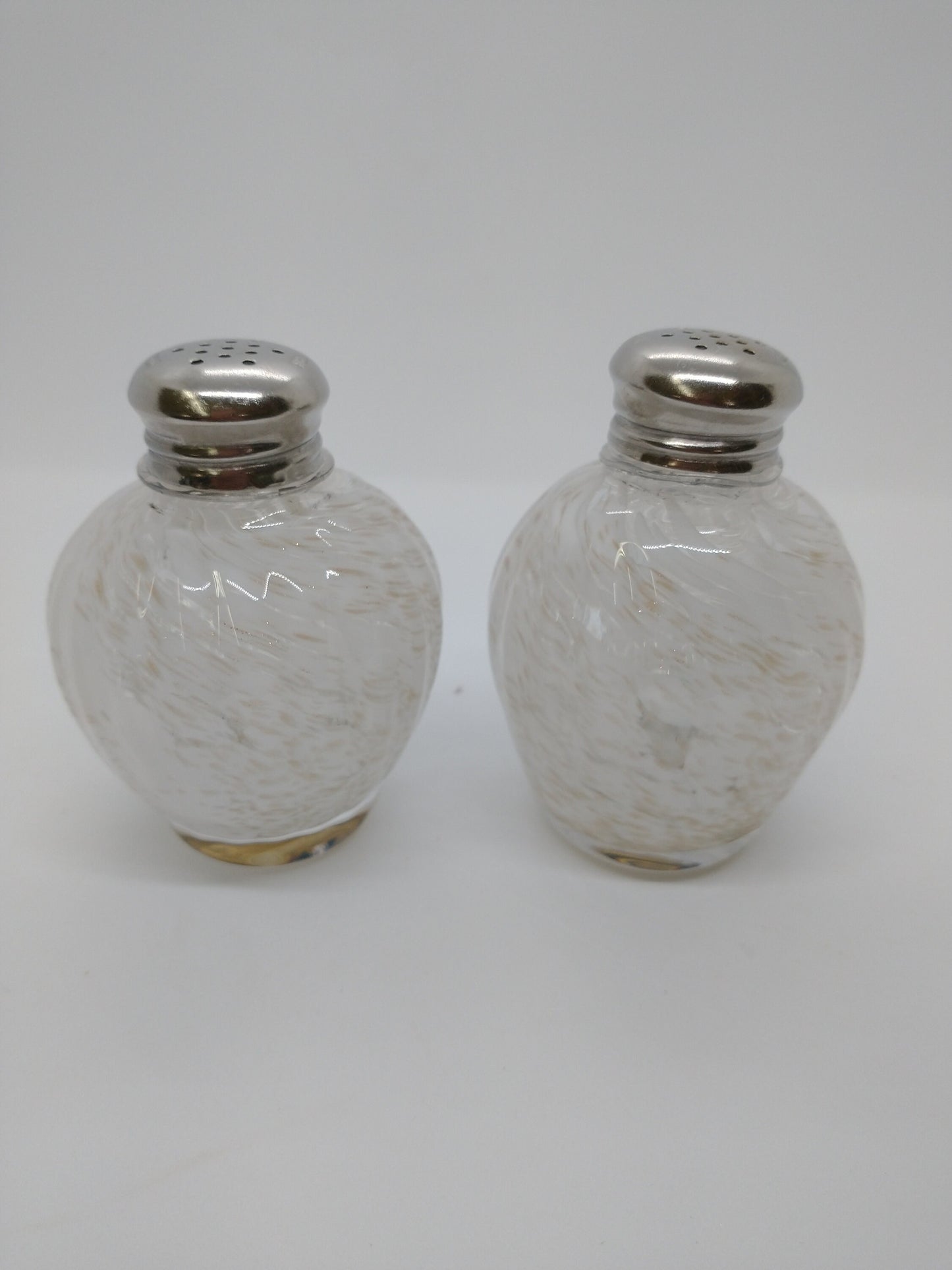 White Glass salt and pepper shakers hand blown glass Kitchen Decor Dining Cooking Gift