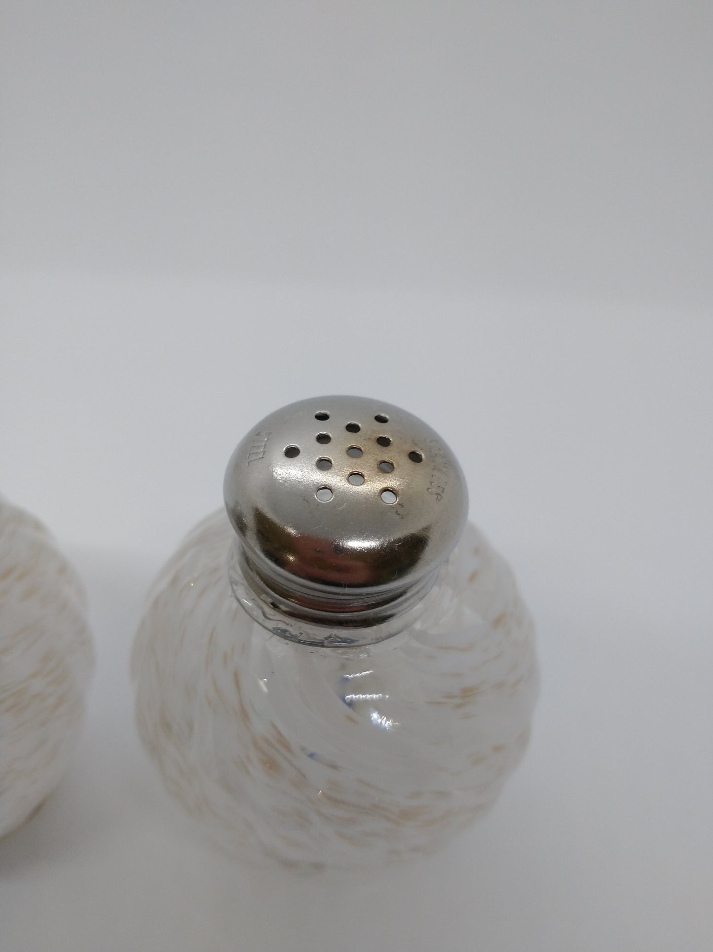 White Glass salt and pepper shakers hand blown glass Kitchen Decor Dining Cooking Gift