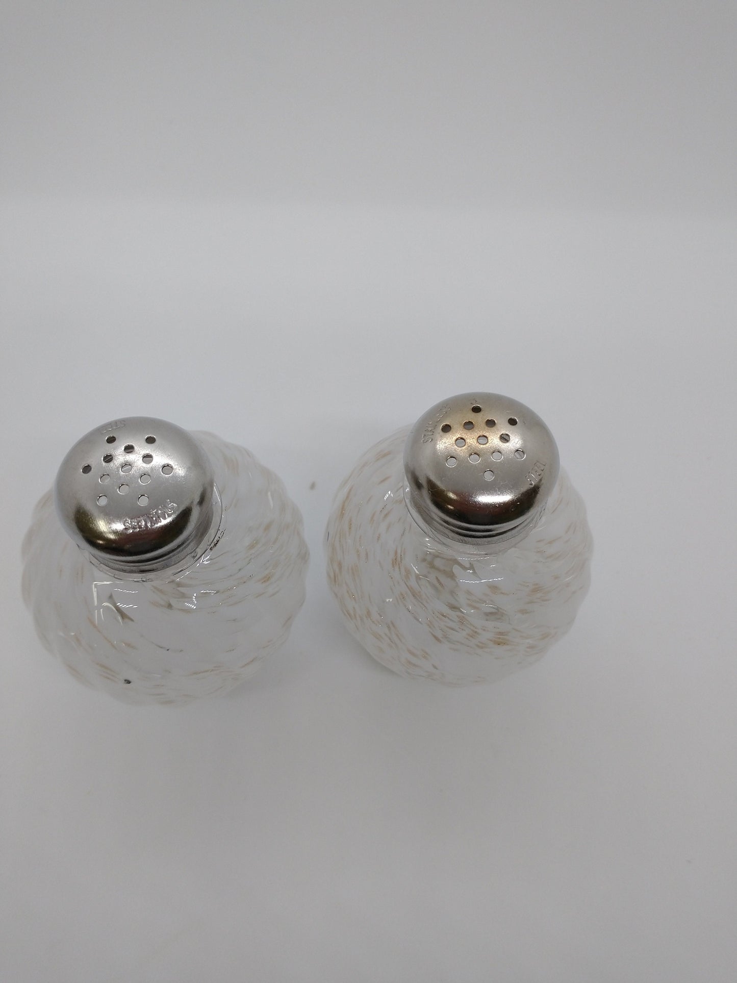 White Glass salt and pepper shakers hand blown glass Kitchen Decor Dining Cooking Gift