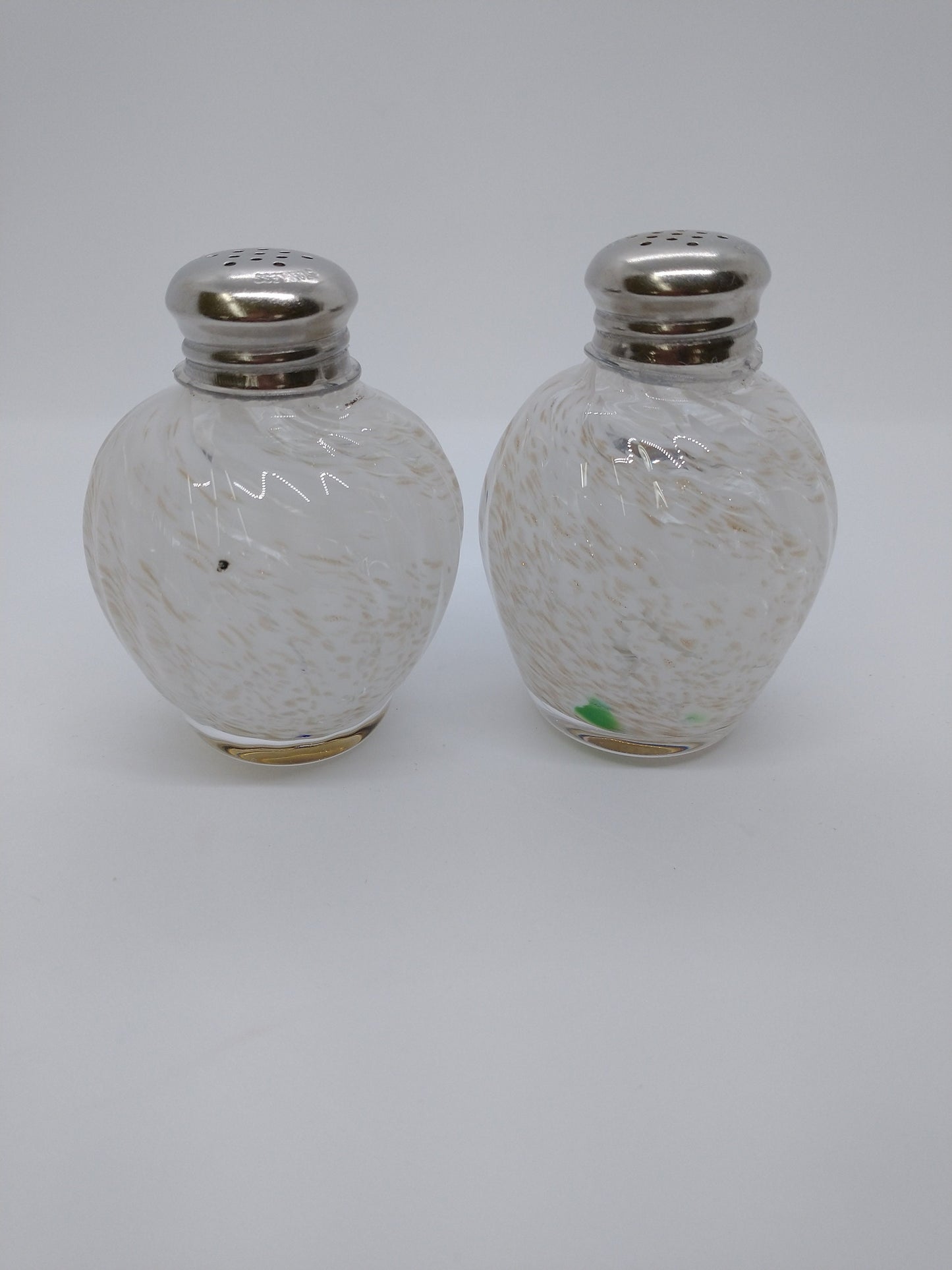 White Glass salt and pepper shakers hand blown glass Kitchen Decor Dining Cooking Gift