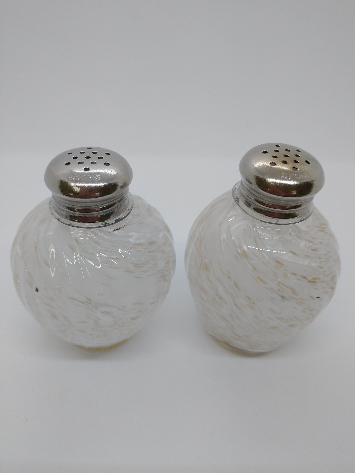 White Glass salt and pepper shakers hand blown glass Kitchen Decor Dining Cooking Gift