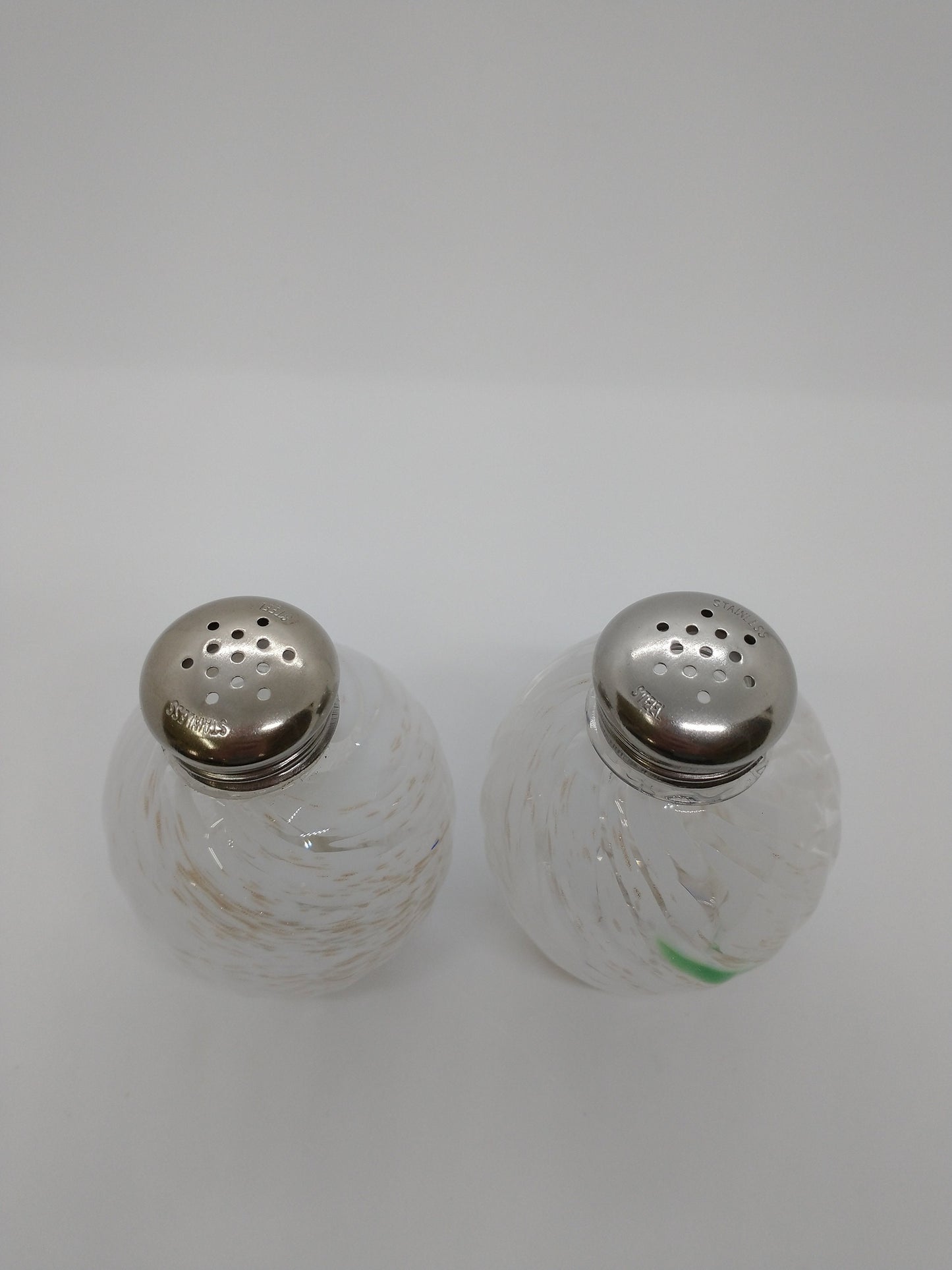 White Glass Salt and Pepper Shakers Glass Hand Blown Kitchen Dining room Decor Cooking