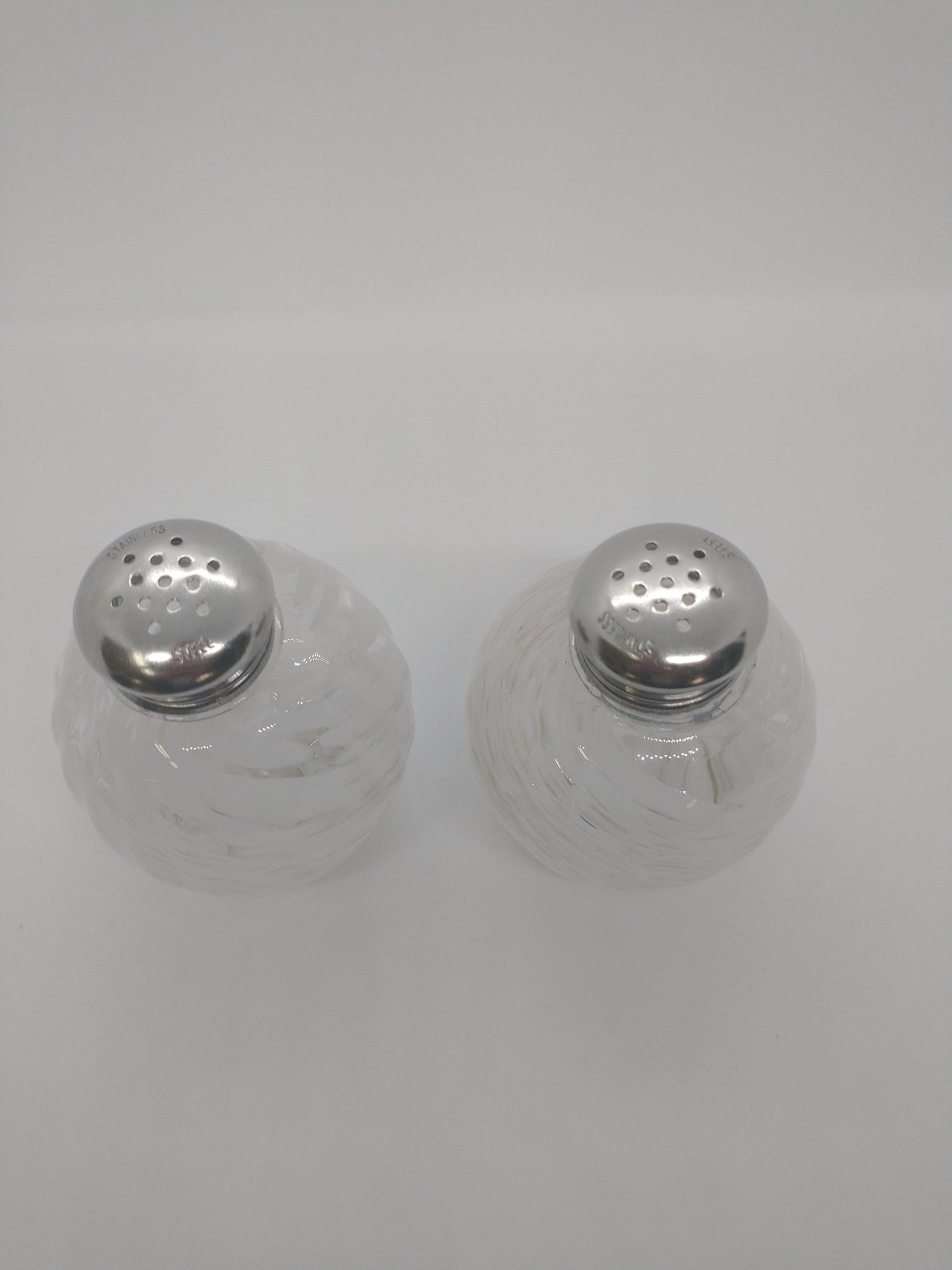 White Glass Salt and Pepper Shakers Glass Hand blown glass white Kitchen Dining Cooking Decor