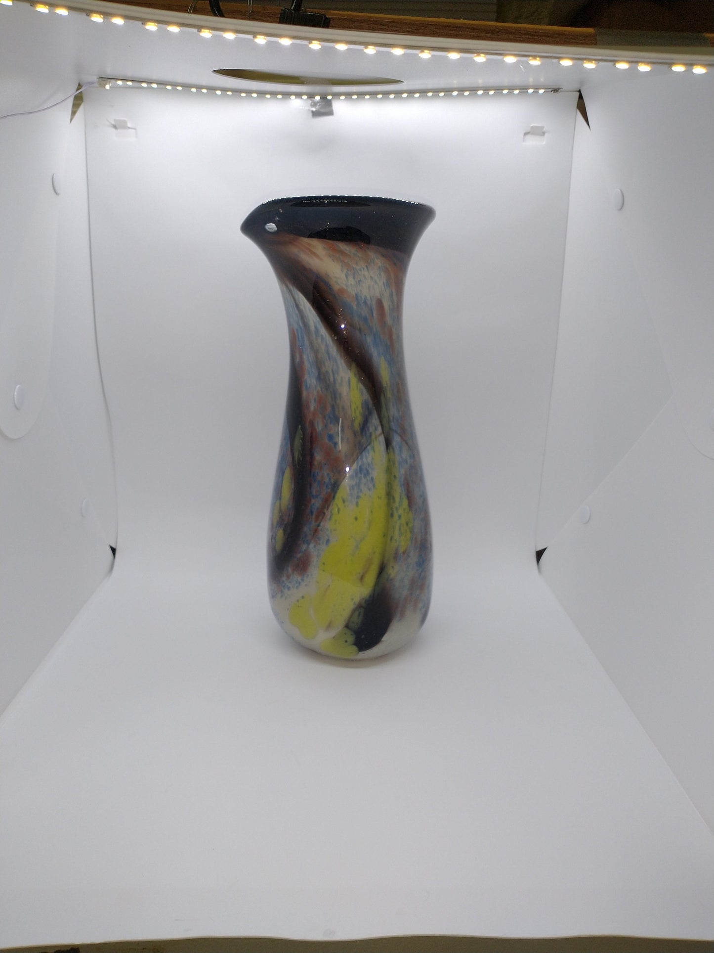 Tall Glass Vase Black Hand blown glass decorative Home Decor Flower Vase