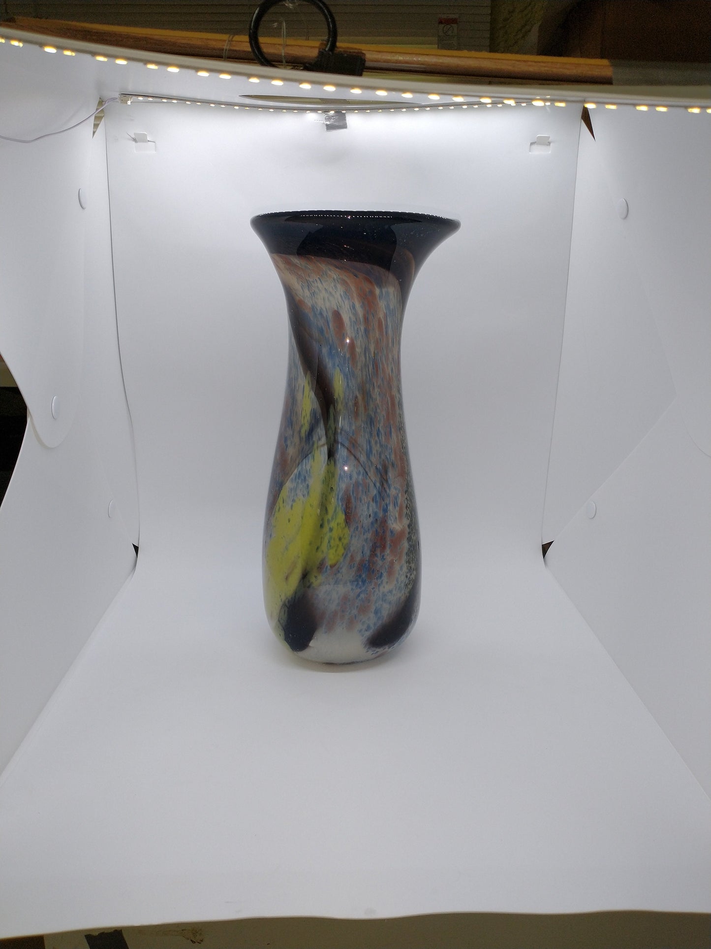Tall Glass Vase Black Hand blown glass decorative Home Decor Flower Vase