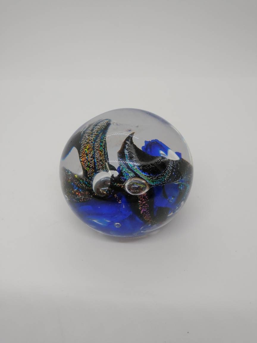 Glass Paperweight dichroic sparkle Hand Blown Glass Ornament decoration home decor gift idea