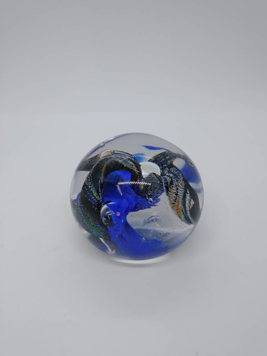 Glass Paperweight dichroic sparkle Hand Blown Glass Ornament decoration home decor gift idea