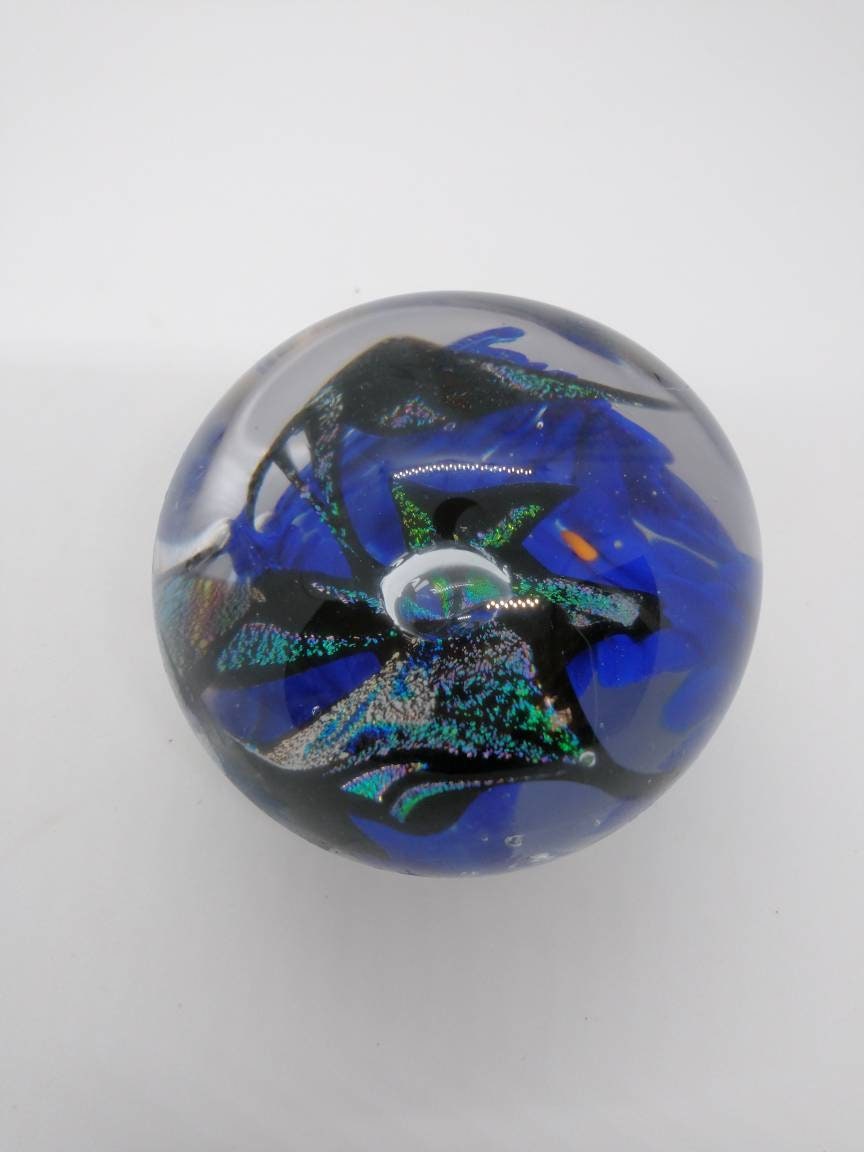 Glass Paperweight dichroic sparkle Hand Blown Glass Ornament decoration home decor gift idea