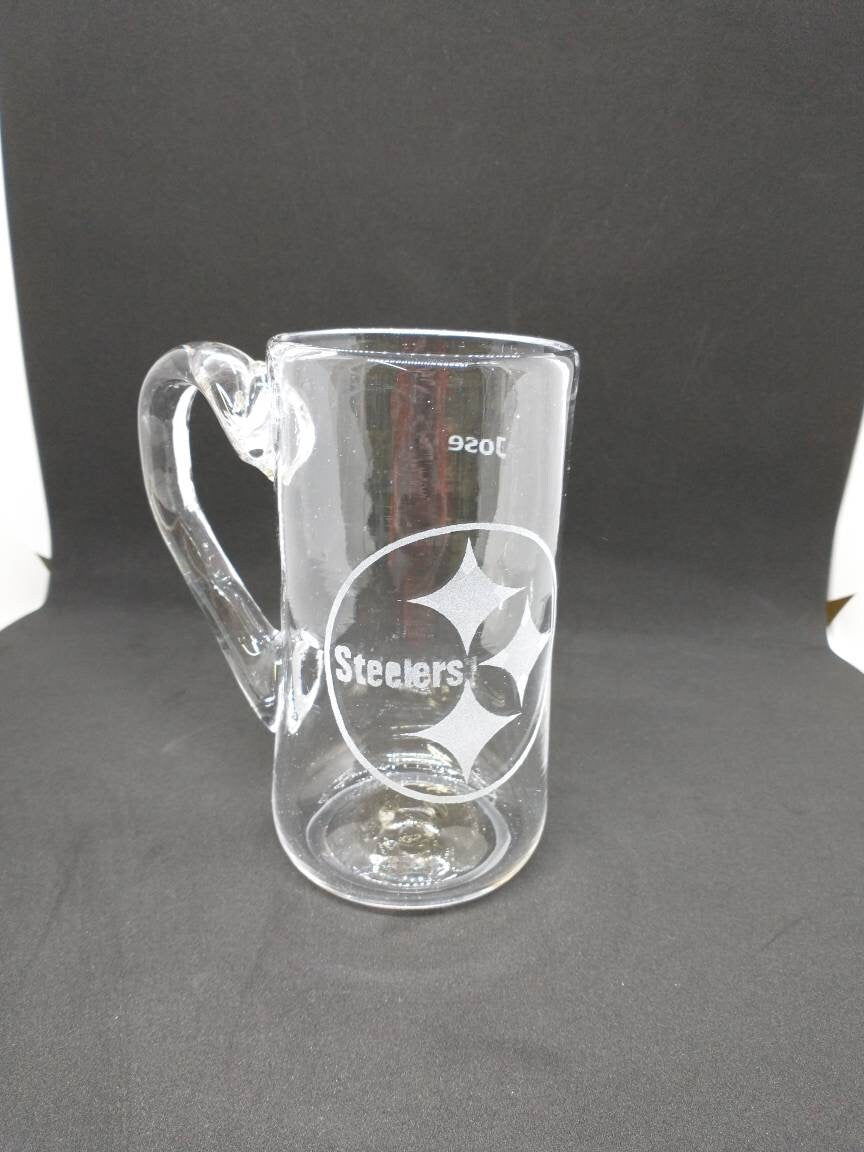 Hand Blown Glass Drinking MUG Personalize customize Etched engraved gift