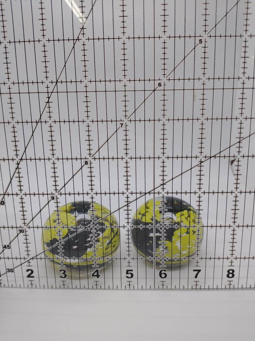 Two small Glass Paperweight paperweights set of Two Green Hand Blown Glass Paperweights