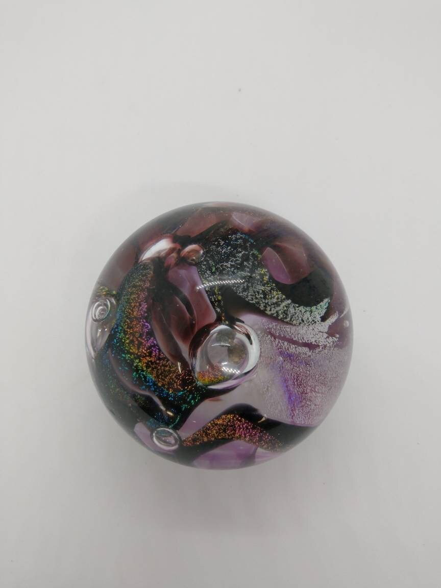 Glass Paperweight dichroic sparkle Hand Blown Glass Ornament decoration home decor gift idea