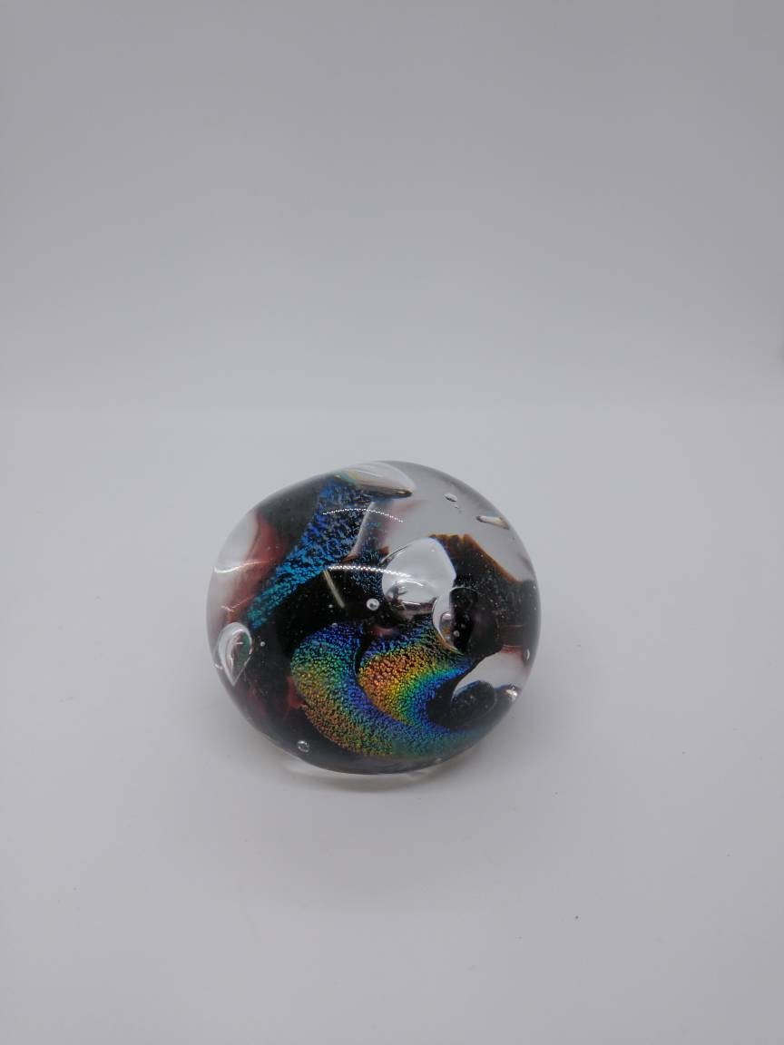 Glass Paperweight dichroic sparkle Hand Blown Glass Ornament decoration home decor gift idea