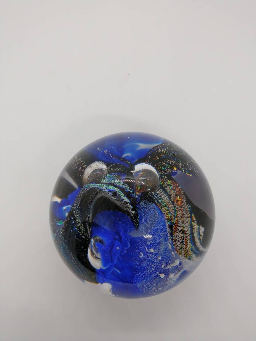 Glass Paperweight dichroic sparkle Hand Blown Glass Ornament decoration home decor gift idea