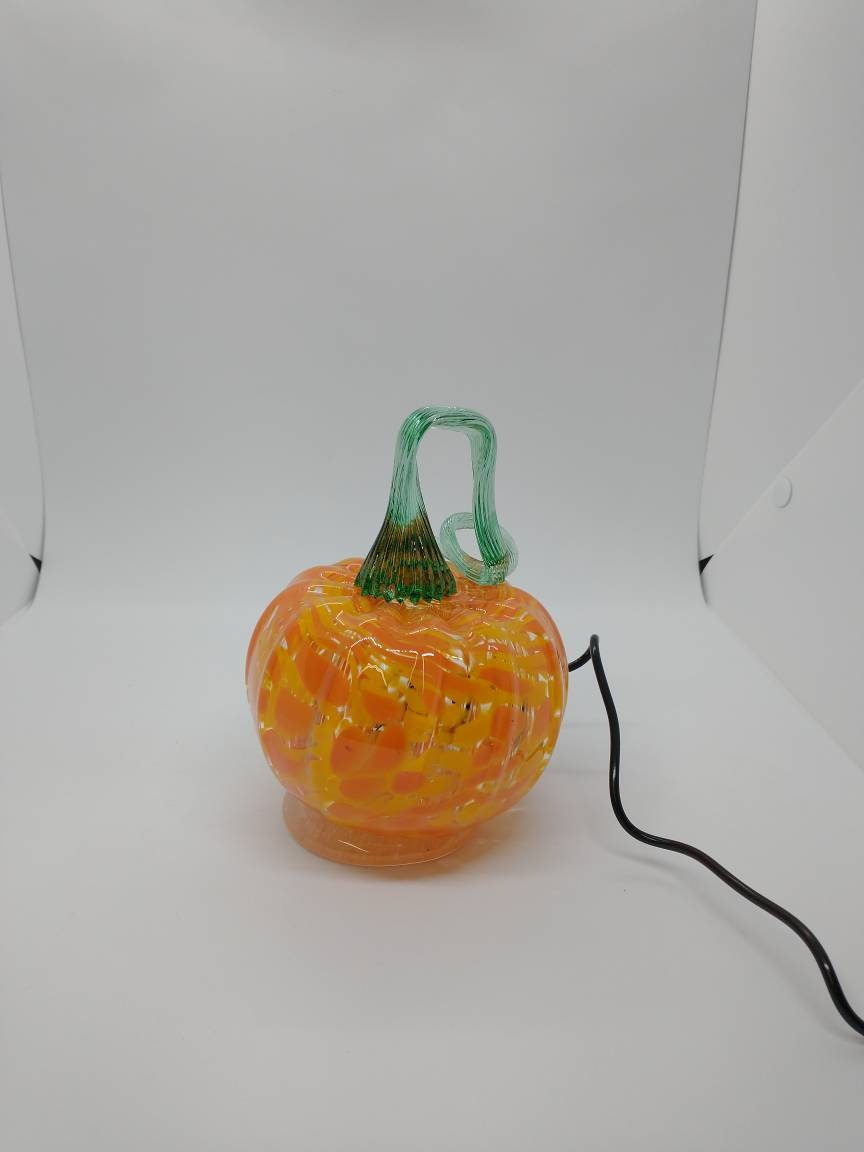 Pumpkin light night light glass pumpkin tabletop pumpkins lights led color changing fall Thanksgiving lamp lighting