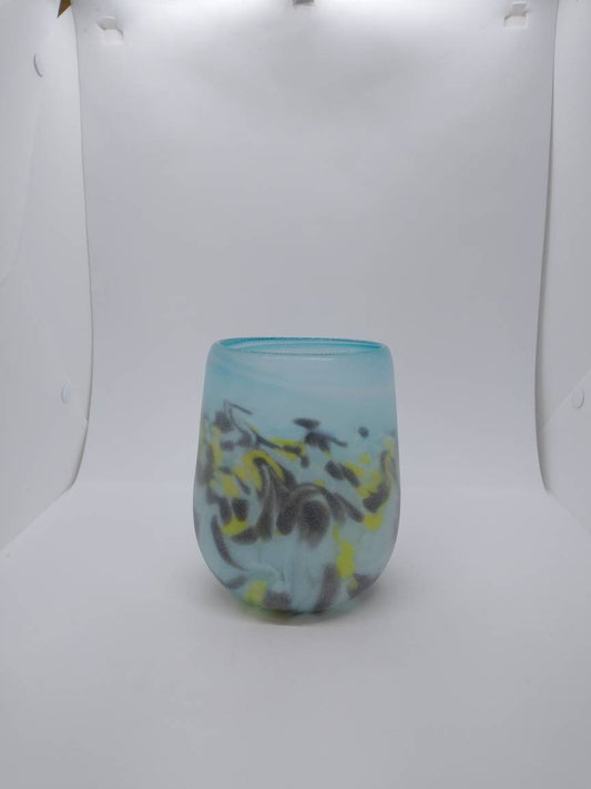 Frosted Glass Vase home decor small glass vases hand blown blue glass jar