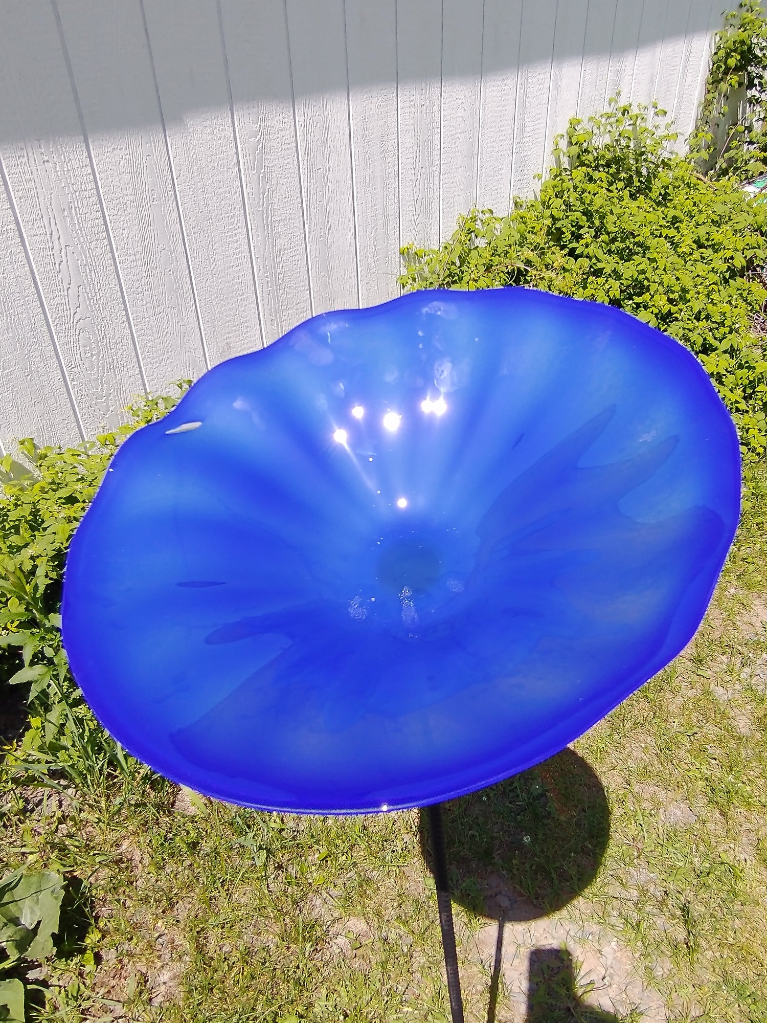 Bird baths and garden feathers
