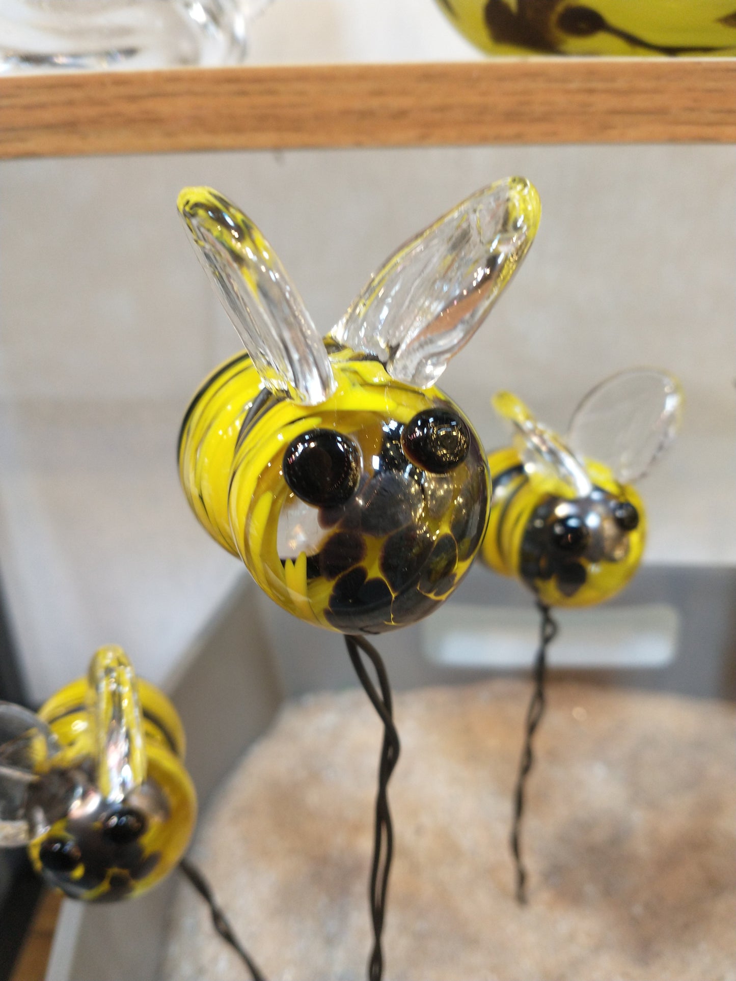 Glass Bee SINGLE Mini Planter Bees bumble bees small glass bees honey bees hand blown glass figurines glass planter decoration garden plants (Copy)