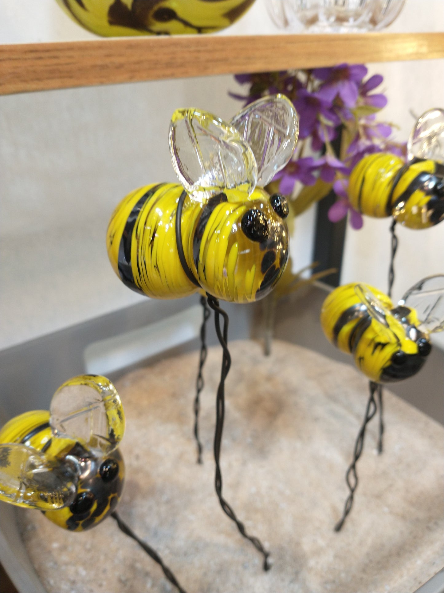 Glass Bee SINGLE Mini Planter Bees bumble bees small glass bees honey bees hand blown glass figurines glass planter decoration garden plants (Copy)