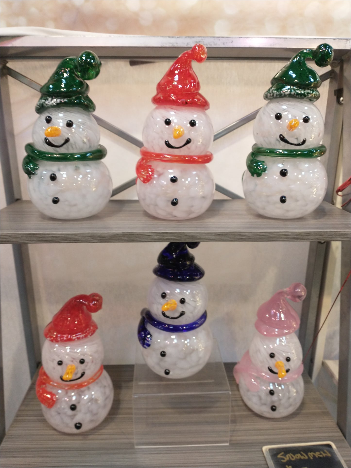 Glass Snowman frosty the snowman glass snowmen Hand Blown Glass Snowmen Decorative winter snowman Christmas snow decorative