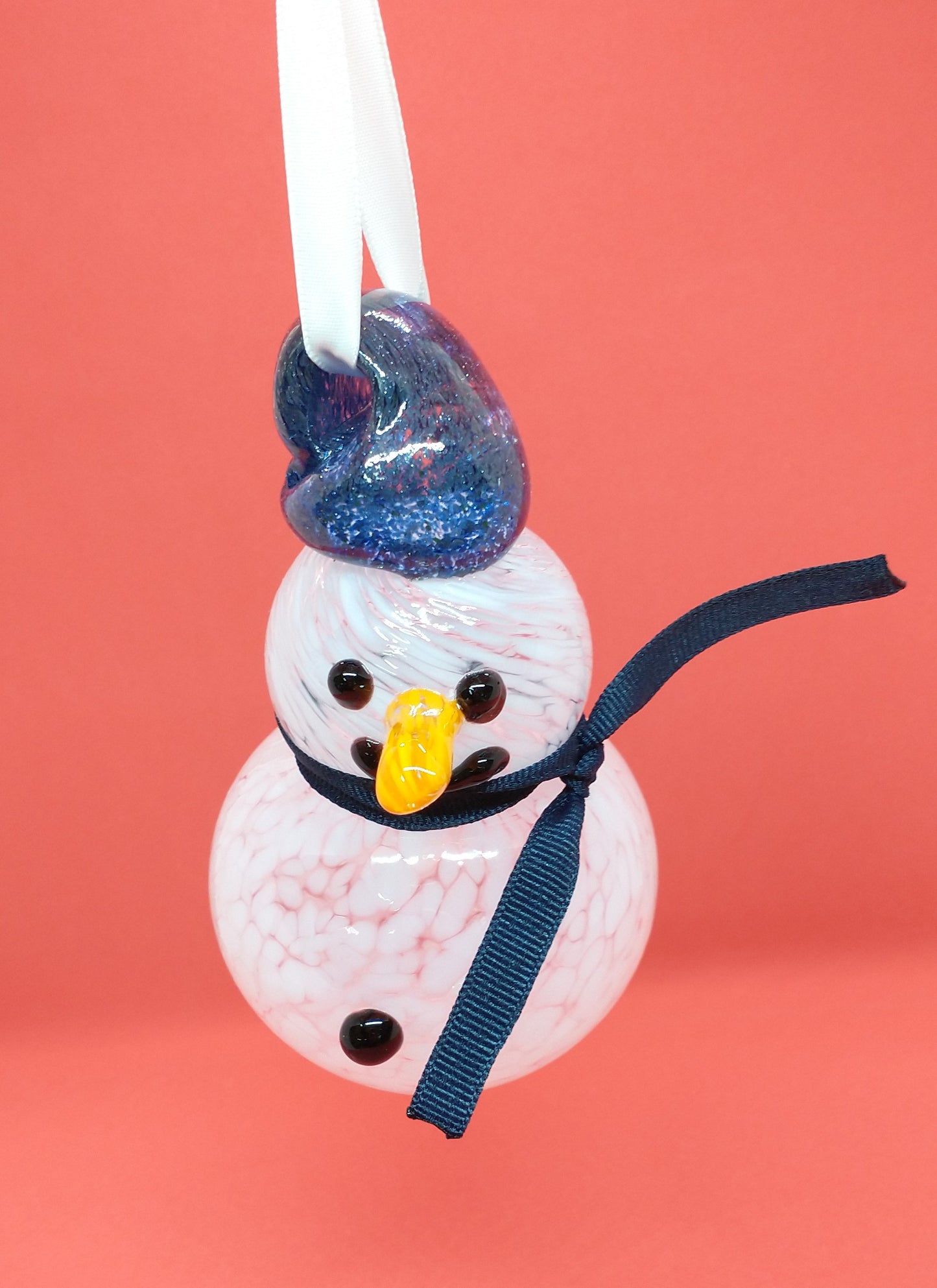 BLUE Glass Snowman ornament frosty the snowman glass snowmen Hand Blown Glass Snowmen Decorative winter snowman Christmas snow decorative