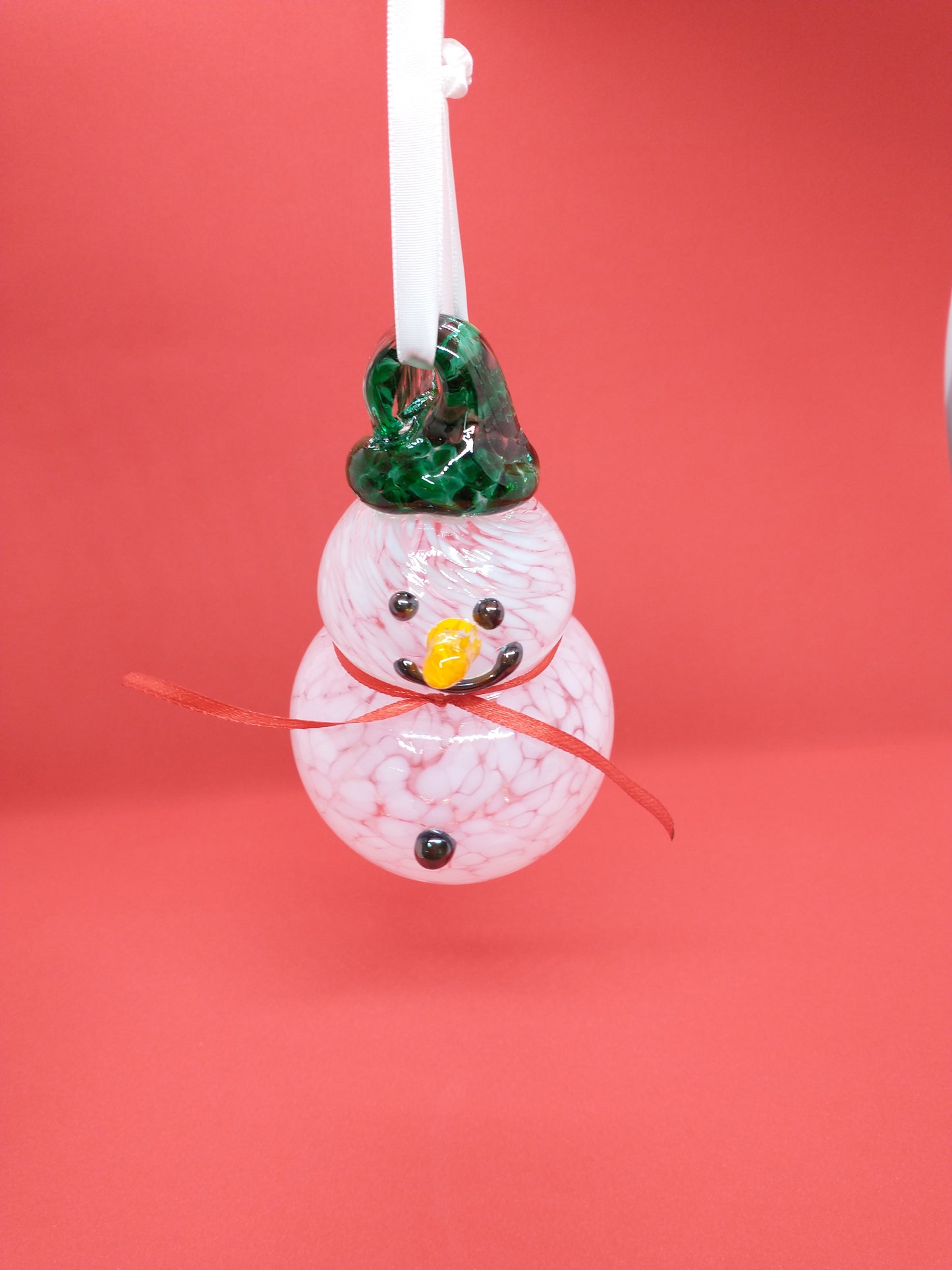 GREEN Glass Snowman ornament frosty the snowman glass snowmen Hand Blown Glass Snowmen Decorative winter snowman Christmas snow decorative