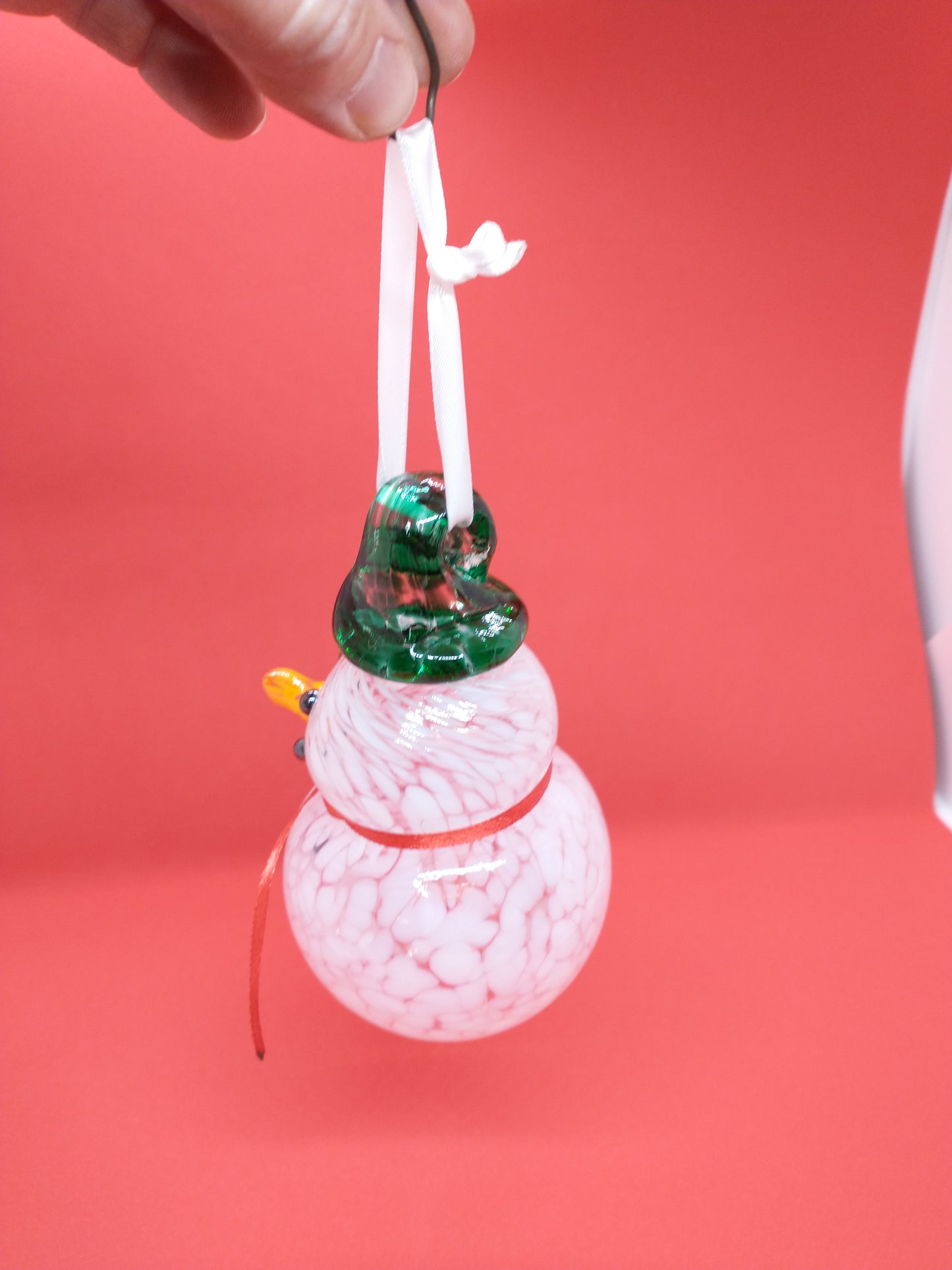 GREEN Glass Snowman ornament frosty the snowman glass snowmen Hand Blown Glass Snowmen Decorative winter snowman Christmas snow decorative