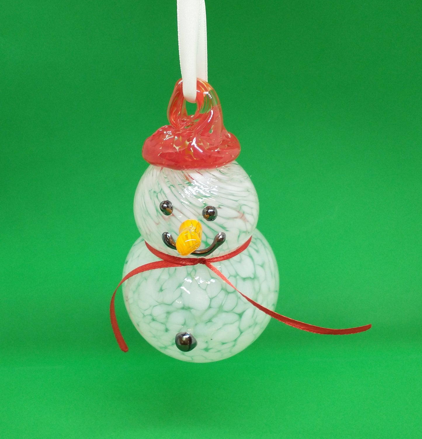 RED Glass Snowman ornament frosty the snowman glass snowmen Hand Blown Glass Snowmen Decorative winter snowman Christmas snow decorative