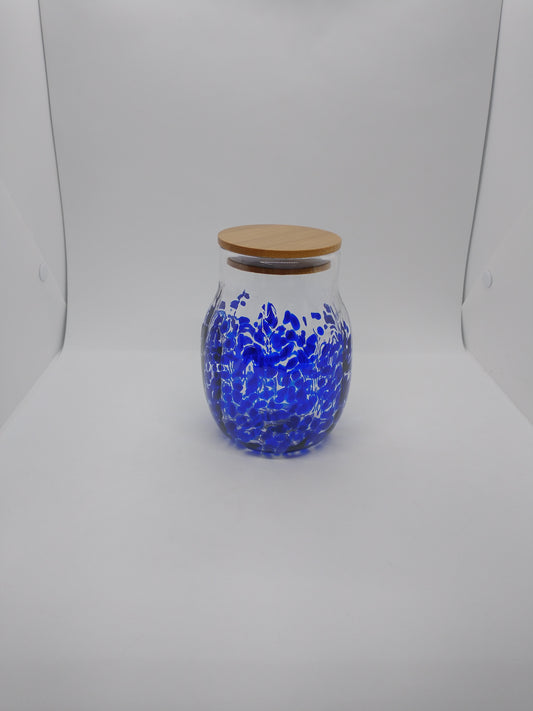 Glass Jar with Lid Hand Blown Glass Kitchen Decor Sugar Jar Spice Jar Container