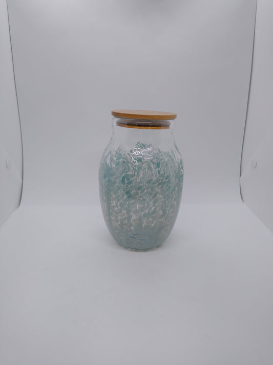 Glass Jar with Lid Hand Blown Glass Kitchen Decor Sugar Jar Spice Jar Container