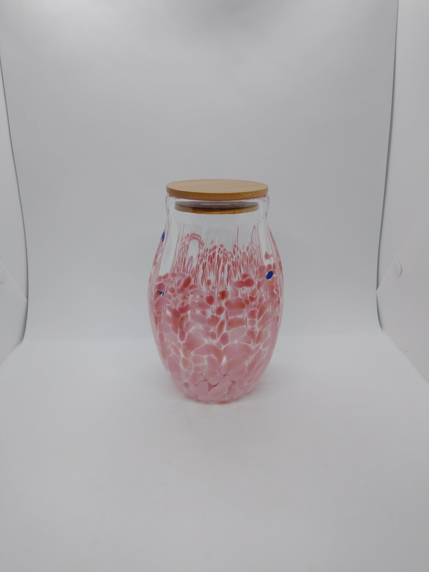 Glass Jar with Lid Hand Blown Glass Kitchen Decor Sugar Jar Spice Jar Container