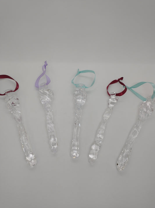 THREE Glass Icicle ornaments