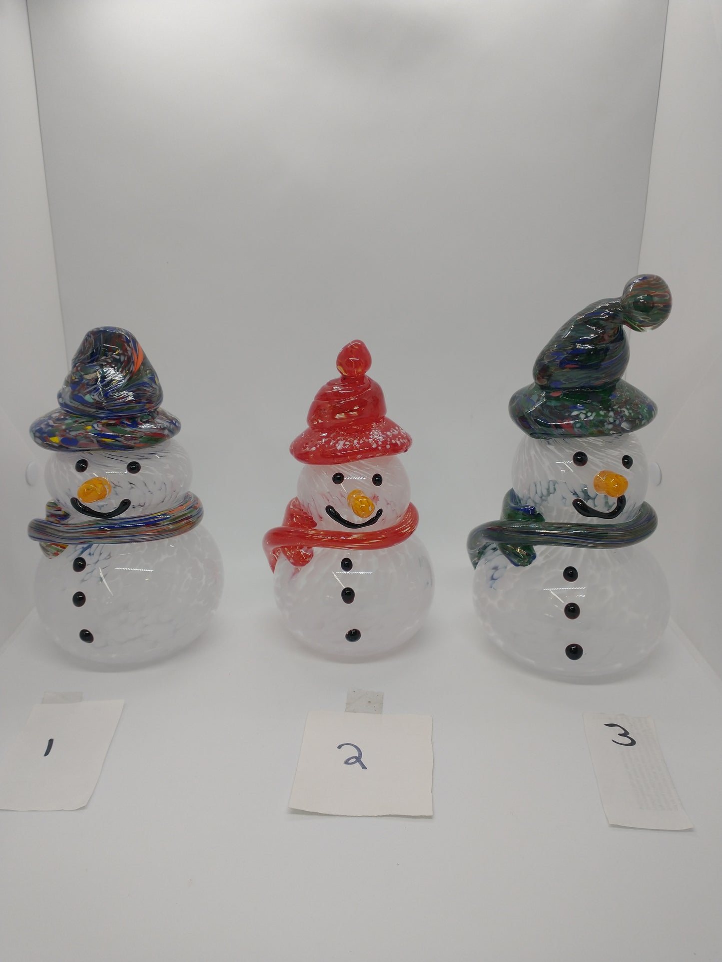 Glass Snowman frosty the snowman glass snowmen Hand Blown Glass Snowmen Decorative winter snowman Christmas snow decorative