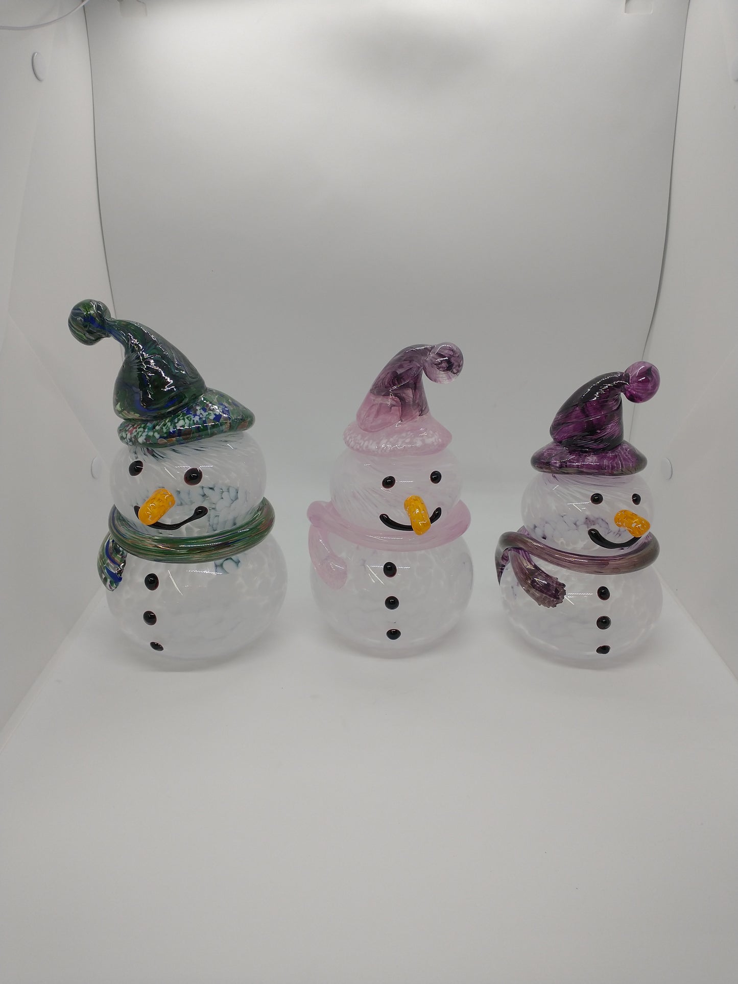 Glass Snowman frosty the snowman glass snowmen Hand Blown Glass Snowmen Decorative winter snowman Christmas snow decorative
