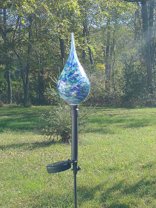 Color changing solar lights outdoor lights LED color changing glass solar lights hand blown glass Glass solar light