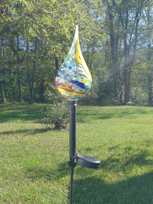 Color changing solar lights outdoor lights LED color changing glass solar lights hand blown glass Glass solar light