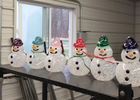 Single Mini Glass Snowman ornament frosty the snowman glass snowmen Hand Blown Glass Snowmen Decorative winter snowman Christmas snow decorative